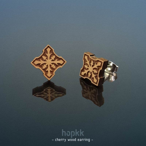 Wood Dual Cross - Stud Earring - by hopkk 0