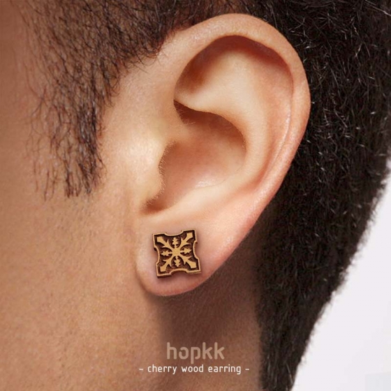 Wood Dual Cross - Stud Earring - by hopkk 2