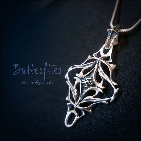 Butterflies - sterling silver pendant - 2003 edition 1