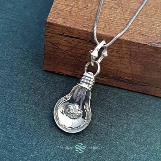 Light Bulb - sterling silver pendant 0
