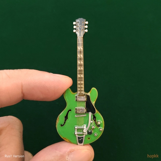 Miss you, Jack - rust version miniature guitar lapel pin - #01 0