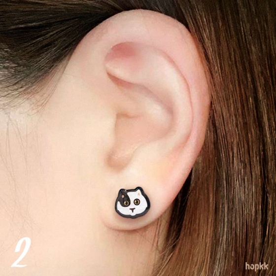 Japanese Bobtail Cat - 花花 hkmeow 02 - stud earring 0