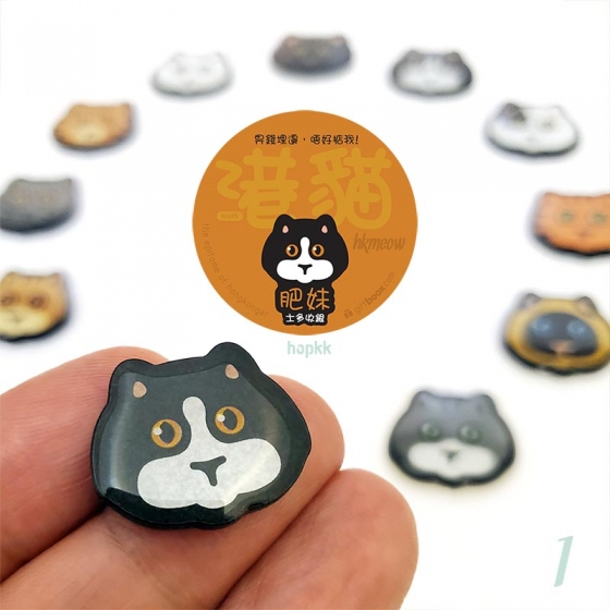 American Wirehair Cat - 肥妹 hkmeow 01 - badge / brooch / pin 0