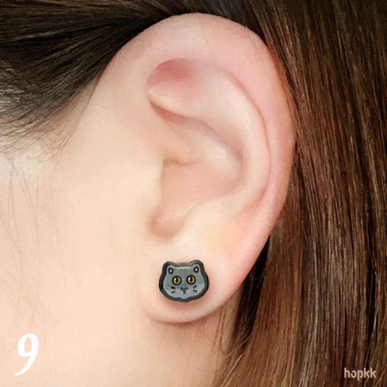 Russian Blue Cat - 螺絲釘 hkmeow 09 - stud earring 0