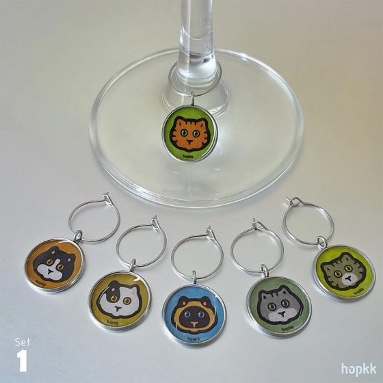 Cat wine glass charms - Set 1 (6-Piece) - 港貓 hkmeow 1
