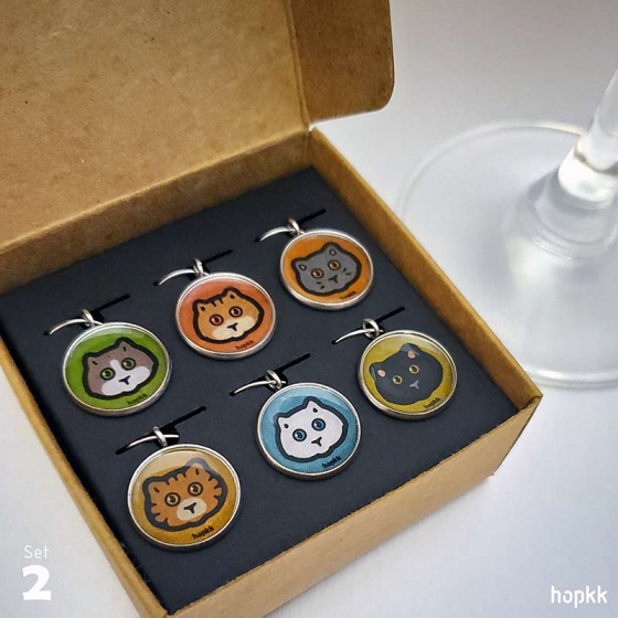 Cat wine glass charms - Set 2 (6-Piece) - 港貓 hkmeow 0