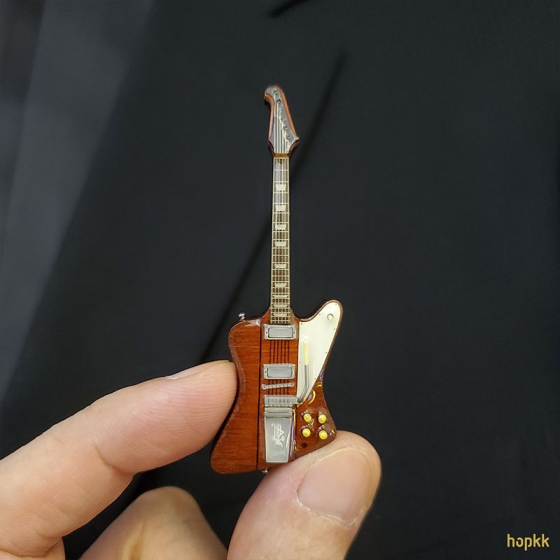 Miniature wooden color guitar lapel pin - Firebird V #0001 or #0002 1