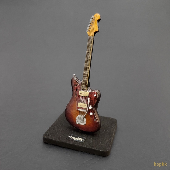 Miniature wood color guitar lapel pin - Jazzmaster #0001 2