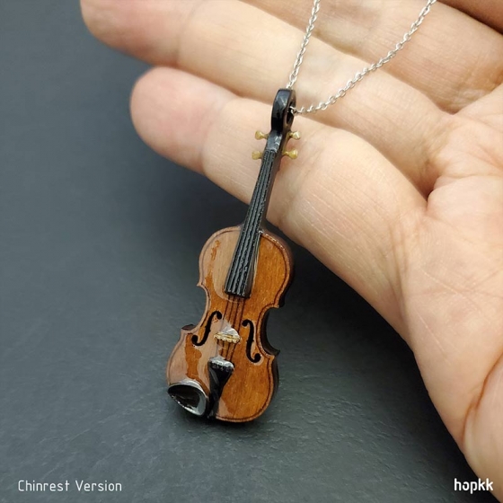 Wood Violin Pendant, Violin Necklace - by hopkk 3