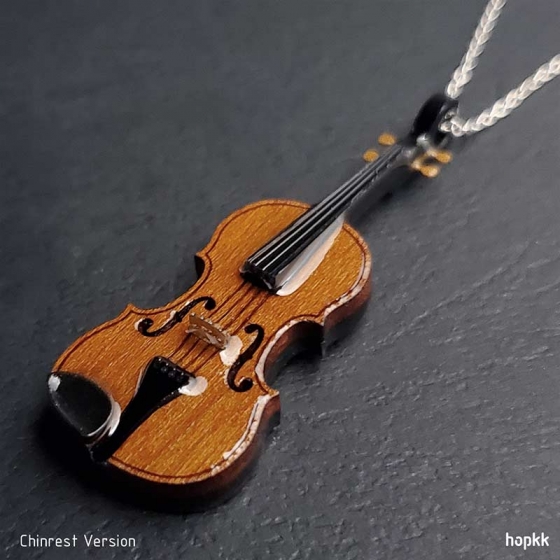 Wood Violin Pendant, Violin Necklace - by hopkk 4