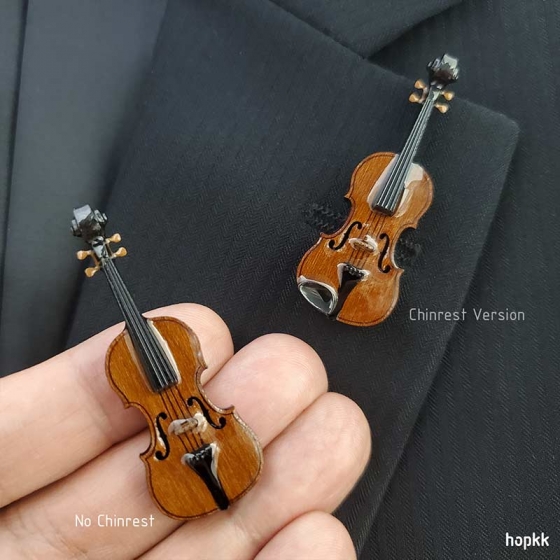 Wood Violin Lapel Pin 0