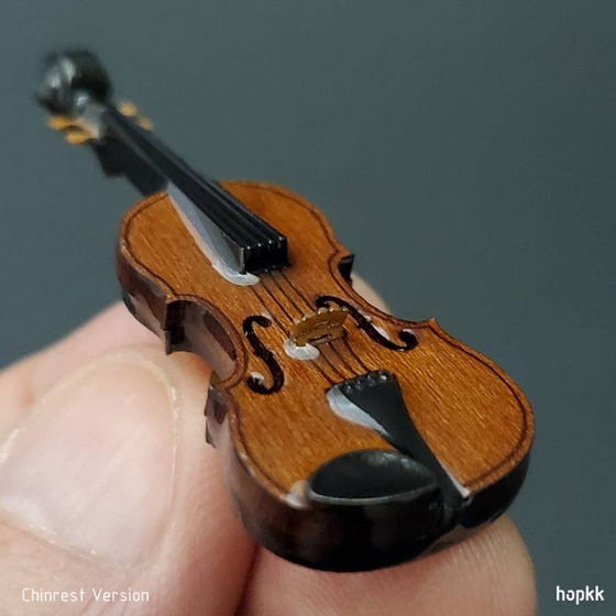 Wood Violin Lapel Pin 1