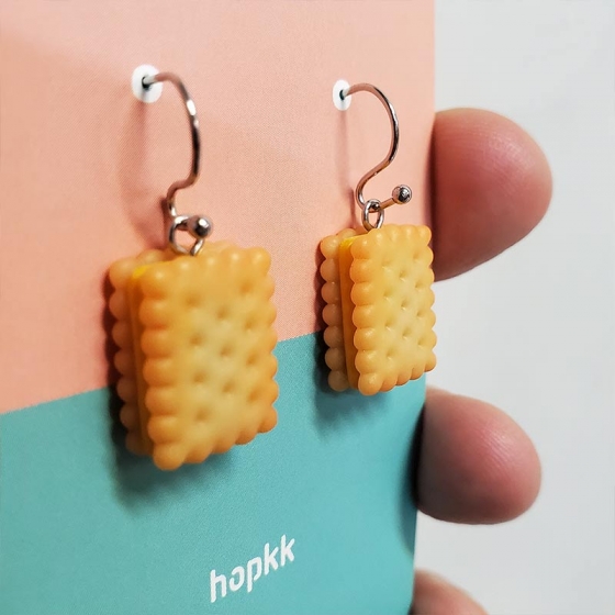 Miniature lemon sandwich cracker earrings 3
