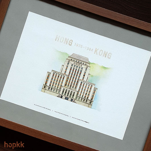 The 3rd Generation of HSBC Main Building 1935-1984, Hong Kong - Hand Drawing Print - by hopkk 0