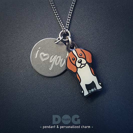 Beagle - hopkkDOG 4 pendant with personalized charm 0
