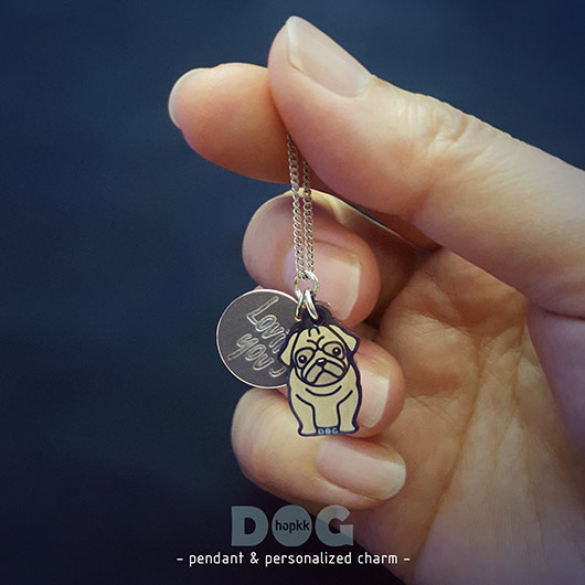Pug - hopkkDOG 41 pendant with personalized charm 2